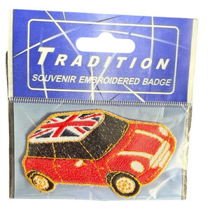 Red Mini Cooper with Union Jack Embroidered Patch Badge New‎